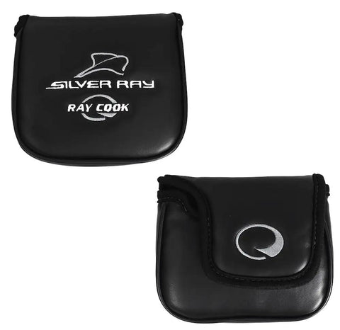 Black headcover for Silver Ray SR500 Putter 35 Inch featuring Ray Cook logo, provides protection and style for golf clubs