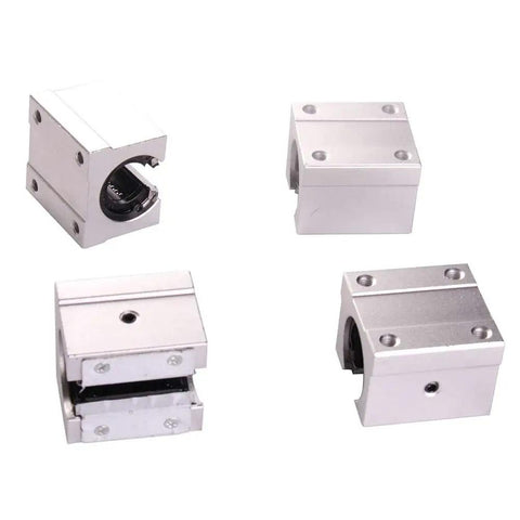 Open Linear Motion Bearing Slide Kit 4 Pack SBR10UU SBR12UU SBR16UU SBR20UU SBR25UU 12mm Linear Sliders shown from different angles.