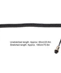 4 Pin Radio Mic Cable Replacement Cord With Prewired Female Plug For CB HAM Radios, Coiled, Unstretched 60cm, Stretched 70.8in