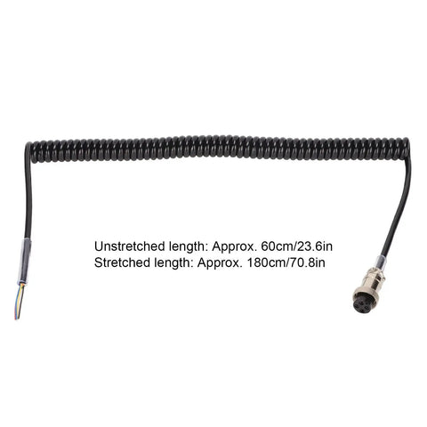4 Pin Radio Mic Cable Replacement Cord With Prewired Female Plug For CB HAM Radios, Coiled, Unstretched 60cm, Stretched 70.8in