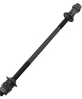 Top Shelf 9.45 Inch Long Rear Hub Shaft For Bike 3/8 Diameter 26 Tpi Threads showcasing heavy duty steel construction.