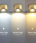 8 Pack Top Tier Recessed Lighting With Rock Solid Brass Trim And Super Bright 9W Directional Downlights showing white, neutral, and warm light tones.