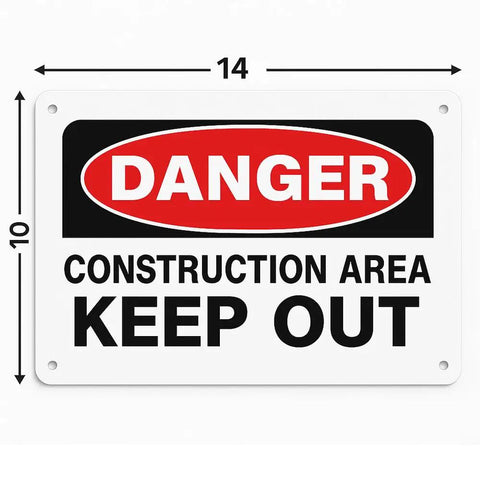 Construction Area Keep Out Signs 14 By 10 Inch Rust Free Aluminum Danger Do Not Enter UV Printed Weather Resistant Long Lasting Ink