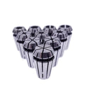 Precision ER16 Spring Collet Chuck Set With Secure 1/4 1/8 Inch And 6mm 6.35mm Collets displayed in angled arrangement.