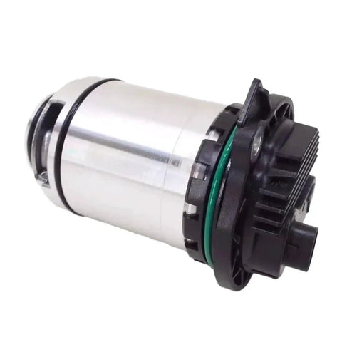 Top Shelf Direct Bolt Electric Oil Pump For Tesla Model S X 3 Y 2016 To 2023 No Sweat Drop In Replacement With Steel Reinforced Abs Housing Black Finish Part 110820200K side view showing silver and black design.