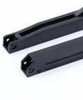 Top Shelf Sliding Barn Door Soft Close Mechanism With Premium Spring Buffer Damper set of 2 black rail components for heavy doors.
