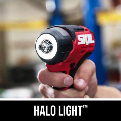 12V Brushless Cordless Impact Wrench 3 8 Inch Drive Compact High Torque Power Tool With Three Speed Gears And Killer Led Halo Lamp For Cranking Down Rusty Nuts Tool Only held in hand with visible LED halo light.