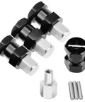 4 Pack 12mm Aluminum Wheel Hex Hubs With 15mm Offset Extension, Beefy Hex Drive Adapter Coupler For 1/10 RC Crawlers, Black
