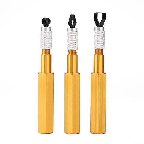Three Piece Corner Smoothing Cutter Set For Welding And Floor Skiving Pro Grade Aluminum Alloy Floor Skiving Tools Trowel Scraper Blade Kit Durable Yellow Finish For Flooring And Metal Work, three gold handles