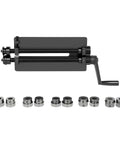 12 Inch Manual Bead Roller With 6 Die Set, heavy duty forming machine for sheet metal fabrication, shown with handle and dies