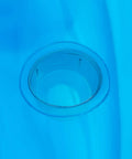 Close-up of the clear PVC material and inflation valve on the Kick Back On This Hella Comfy Clear Inflatable Sofa Chair For Two.