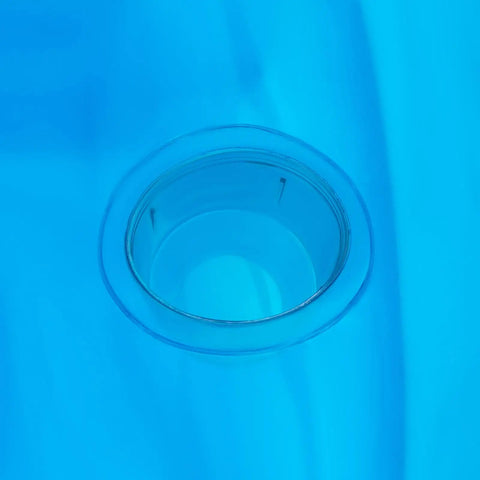 Close-up of the clear PVC material and inflation valve on the Kick Back On This Hella Comfy Clear Inflatable Sofa Chair For Two.