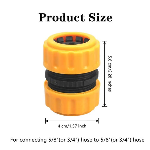 Close-up of three pack garden hose repair kit with durable connectors and extender for 3/4 inch or 5/8 inch hoses, heavy duty ABS plastic.