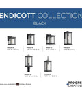 Endicott Collection 1 Light Outdoor Wall Lantern With Clear Seeded Glass, Craftsman Style, Textured Black and Antique Bronze