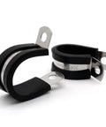 ZIPCCI 1/2 in stainless steel cable clamp with rubber lining and mounting tab (14mm), front view