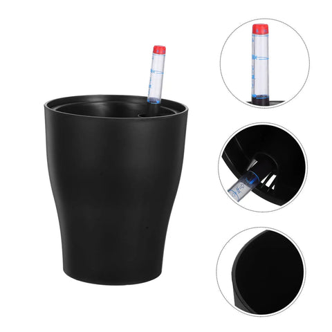 Self Watering Plant Pots For Beginners No Fuss Easy Care Indoor Planters With Built In Water Reservoir System Durable Plastic Flower Pots For Low Maintenance Indoor Garden On Patio Balcony, black plastic pot