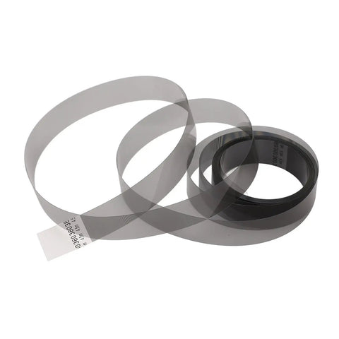 Encoder Strip 360LPI For Inkjet Printers 15mm Wide 4500mm Long PET Film visible as coiled transparent strip