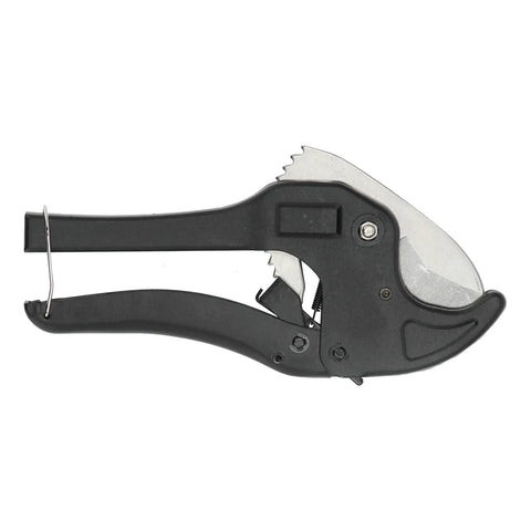 Side view of PVC Tube Pipe Cutter 42mm Cutting Diameter Stainless Steel With Anti Slip Handle Tail Lock for home plumbers and electricians.