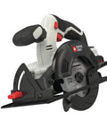 Hardcore 20 Volt Max Cordless Power Tool Combo Kit Four Piece Set With Two Rechargeable Batteries Quick Charger Circular Saw, side view
