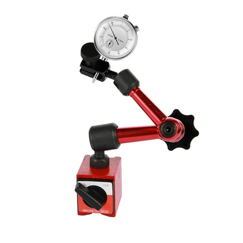 Dial Indicator With Magnetic Handle And Bore Gauge Kit For Pro Grade Precision, Magnetic Stand Base For Your Shop Bench, Zero To Ten Millimeter Micrometer Tools, Hour Type Indicator And Comparator Watch Style on red magnetic base