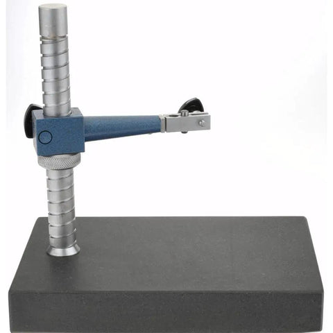 Granite Comparator Stand With 12 Inch By 8 Inch Base And 10 Inch Steel Post Rock Solid Support With Adjustable Articulated Arm Mount