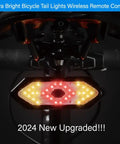 USB Rechargeable Wireless Bike Tail Light With Remote Control, 5 Modes Turn Signals, Ultra Bright LED, IPX4 Waterproof Bicycle Rear Light For Night Riding, Easy Mount And High Visibility For Safer Night Rides mounted on bike rear