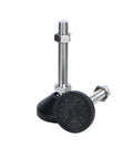 4 Pack Swivel Leveling Feet Heavy Duty Metal And Nylon Glide Pads Solid As A Rock Fix Kicks That Wobble Fast Perfect For Furniture Or Equipment On Bumpy Floors D60 M10 X50 close-up of swivel leveling feet with rubber glide pads and metal studs.