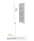 Side view of Original and Patented Ultra Thin Outlet Concealer Kit With Cord Concealer For Inverted Outlets, 8ft flat cord.