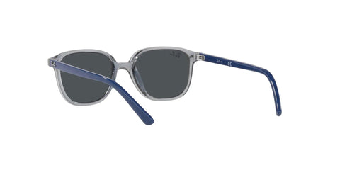 Junior Kids Square Sunglasses With Transparent Blue Frame And Green Mirrored Lenses, XX-Small Narrow Face Fit, side view