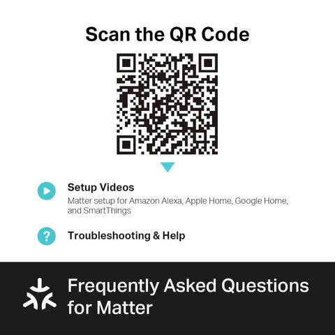 QR code for Matter setup with Apple Home, Alexa, Google Home on the Matter Compatible Smart Plug Mini, Ultra Compact 15A 1800W.