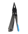 Everyday Carry 7 Tools Multi-Tool in CRYO D2 Steel with compact pocket size and stainless steel housing, urban gray and cyan finish