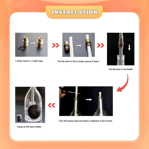 Installation guide for Wine Bottle Torch Kit 8 Pack With Long Life Fiberglass Wicks Brass Wick Holders And Lamp Covers For Outdoor.