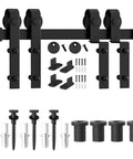 Sliding Barn Door Hardware Kit 1200 To 4870mm Track System With J Shaped Rollers For Double Doors Black Finish components