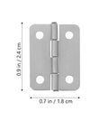 Front view of silver iron hinge from 20 Piece Mini Hinge Set For DIY Projects And Handmade Crafts Small Iron Hinges