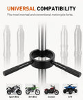 Heavy Duty Motorcycle Fork Spring Compressor Tool Kit for universal fit on inverted and conventional forks illustration