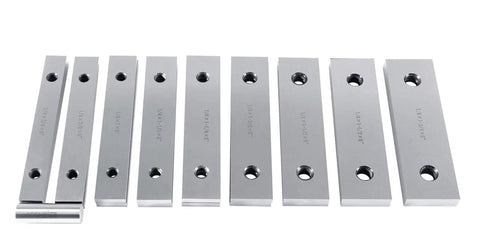 One Quarter Inch Precision Parallel Set Nine Pairs Six Inch Length Pro Grade Hardened Alloy Steel Ground To 52 58 HRC Height And Parallelism Accuracy Plus Minus 0.0003 Inch Model Eg10 1432