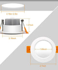 Dimensions of 2 Inch LED Recessed Lighting Kit Ultra Warm White 2700K 3W Dimmable Downlights With CRI80 Replaces 35W Halogen