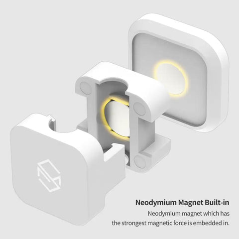 Exploded view of neodymium magnet inside magnetic cable clips, part of Magnetic Cable Clips 3 Pack For Car And Office Cable Management.
