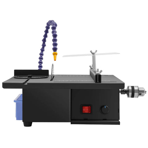 Side view of Gem Faceting Machine And Rock Polisher With Flexible Shaft for lapidary work, variable speed control visible.