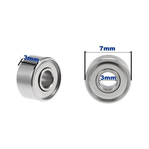 Hella Smooth 683ZZ Ball Bearings 20 Piece Set Mini Double Shielded Deep Groove 3MM X 7MM X 3MM Premium Quality Steel close-up.