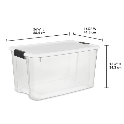 Ultra Latch 70 Quart Storage Bins With Lids 4 Pack For Home Office Garage Heavy Duty Plastic Tote Organizer Set Stackable Clear Containers For Long Lasting Organization In Closets Attics Moving And Seasonal Storage