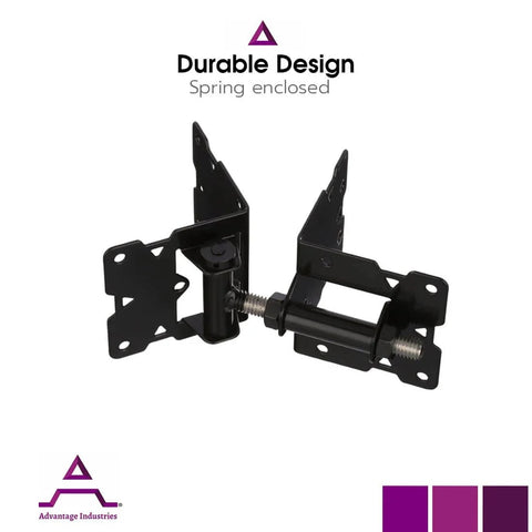 Stainless Steel Self-Closing Gate Hinge Set Long Leg With Horizontal Adjustable Tension Enclosed Spring for Vinyl PVC Fences