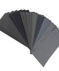 20 Sheets 9x3.6 Inch Dry And Wet Sandpaper Kit With Silicon Carbide for metal and woodworking projects, assorted colors.