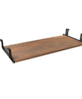 Slick Under Desk Keyboard Tray Platform Extra Wide 30 Inch Wooden Organizer For Gaming And Home Office Heavy Duty Ball Bearing Slides showing a brown wooden surface with mounting brackets.