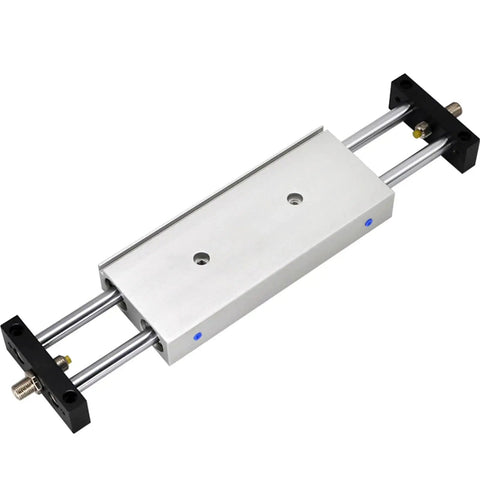 Double Rod Pneumatic Slide Table Air Cylinder Linear Actuator with Heavy Duty stroke and travel lengths, side view