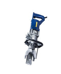 Portable Electric Rebar Cutter And Bender Machine RB16 with a steel head for automatic cutting on construction sites.