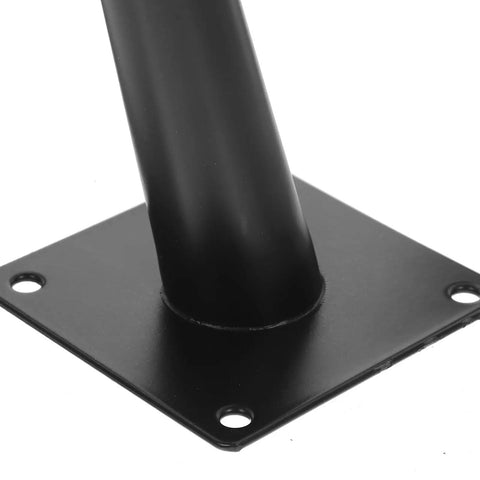 Close-up of Modern Black Iron Furniture Legs Set Of 4 for DIY Projects, showing base plate and screw holes for stability.