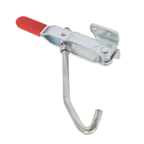 J Hook Toggle Clamp 170kg Holding Capacity Galvanized Iron With Red Grip for woodworking and heavy-duty projects