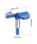Forstner drill bit, side view, 90 mm tungsten carbide, blue body with gray shank for woodworking