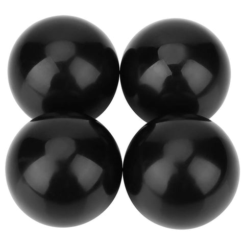 Plastic Spherical Knob Set 6 Pack Black Ball Lever Handles With Embedded Nut shown in a group of four black spheres.